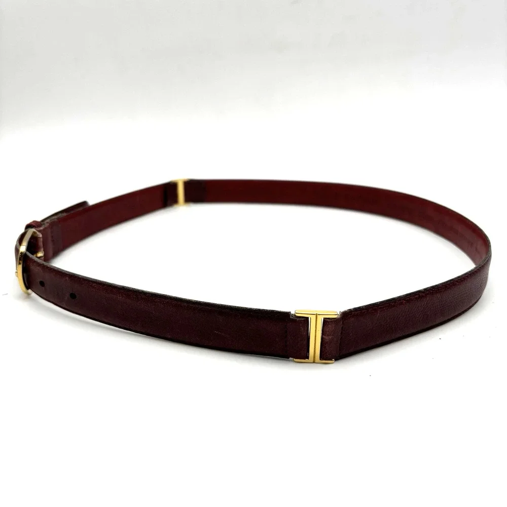 1970s Yves Saint Laurent 1214009 Oxblood Steerhide Leather Segmented Belt 32-36